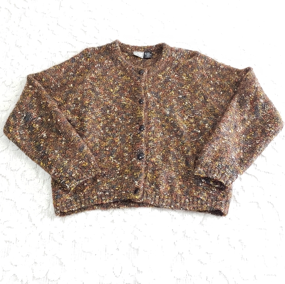 Vintage cottage core multi color popcorn knit sweater cardigan - Picture 2 of 9